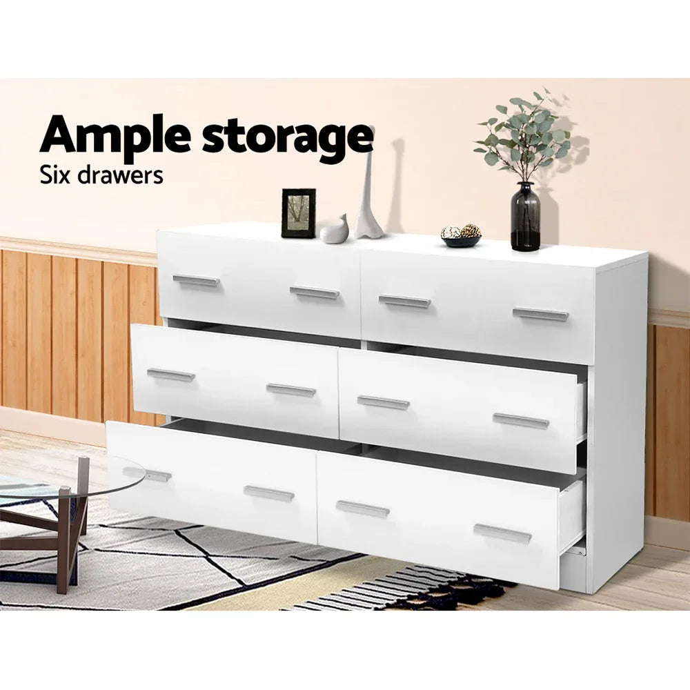 Artiss 6 Chest of Drawers - VEDA White - Mekamart Australia
