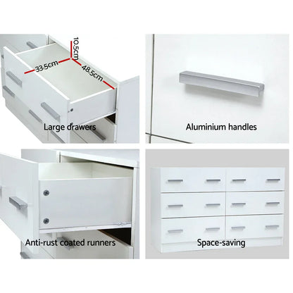 Artiss 6 Chest of Drawers - VEDA White - Mekamart Australia