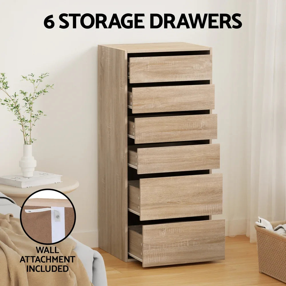 Artiss 6 Chest of Drawers Dresser Tallboy Pine - Mekamart Australia