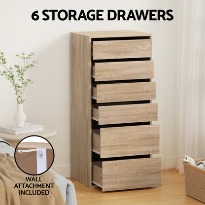 Artiss 6 Chest of Drawers Dresser Tallboy Pine - Mekamart Australia