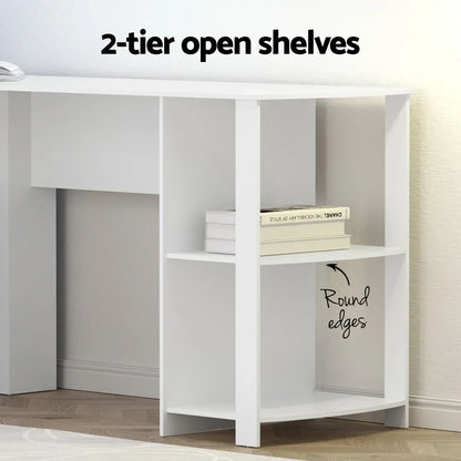 Artiss Computer Desk Shelf L-Shape White 136CM - Mekamart Australia