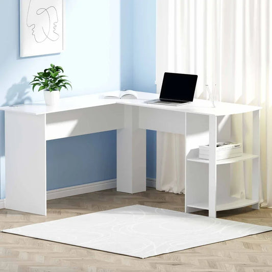 Artiss Computer Desk Shelf L-Shape White 136CM - Mekamart Australia