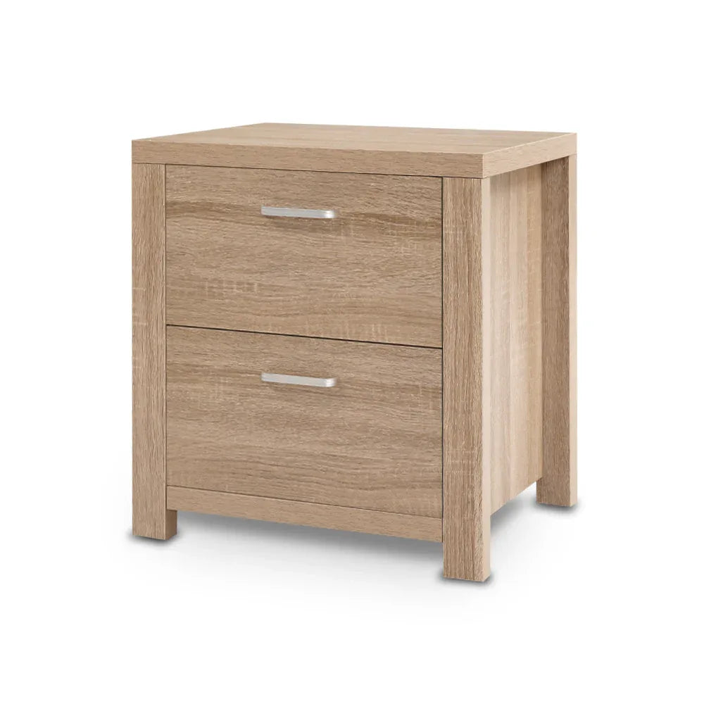 Artiss Bedside Table 2 Drawers - MAXI Pine - Mekamart Australia