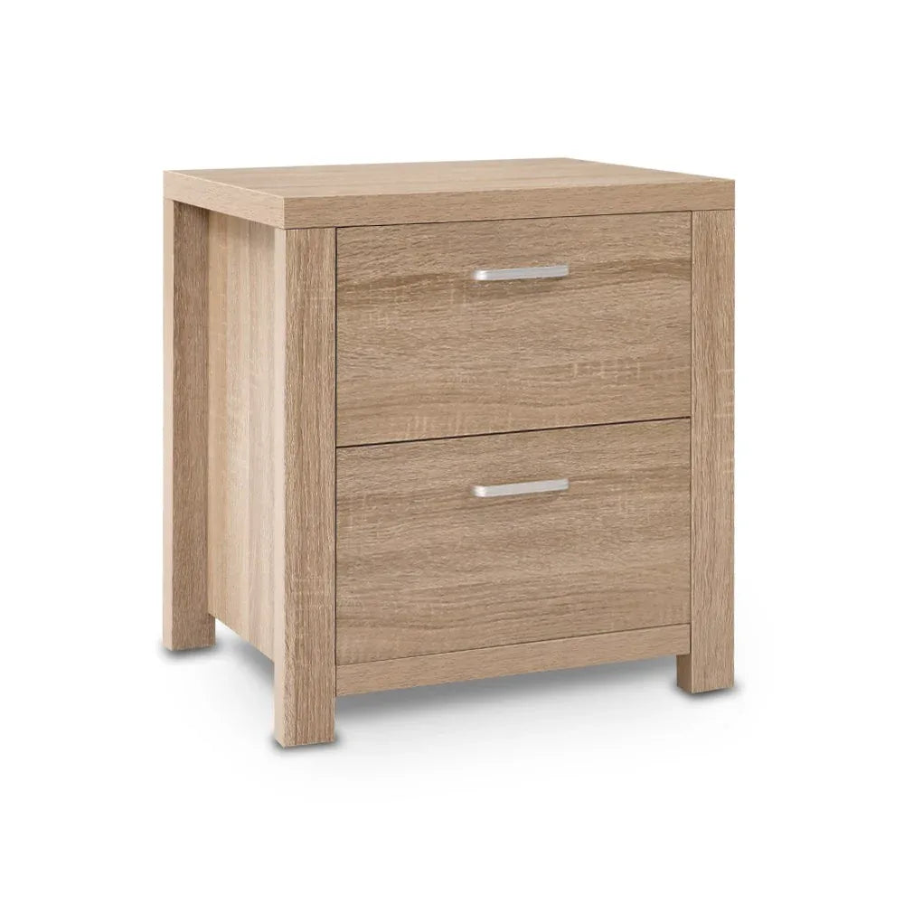 Artiss Bedside Table 2 Drawers - MAXI Pine - Mekamart Australia