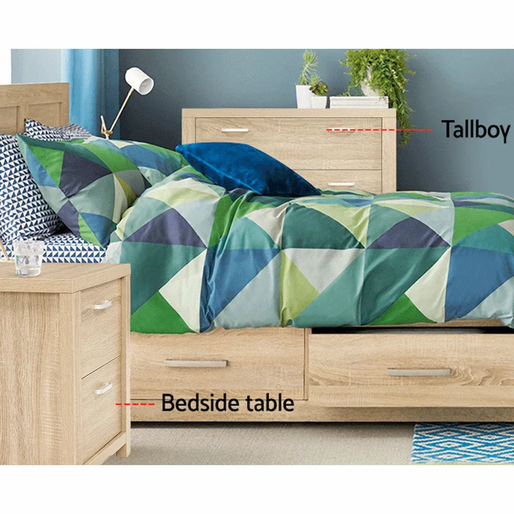 Artiss 2x Bedside Table 2 Drawers - MAXI Pine - Mekamart Australia