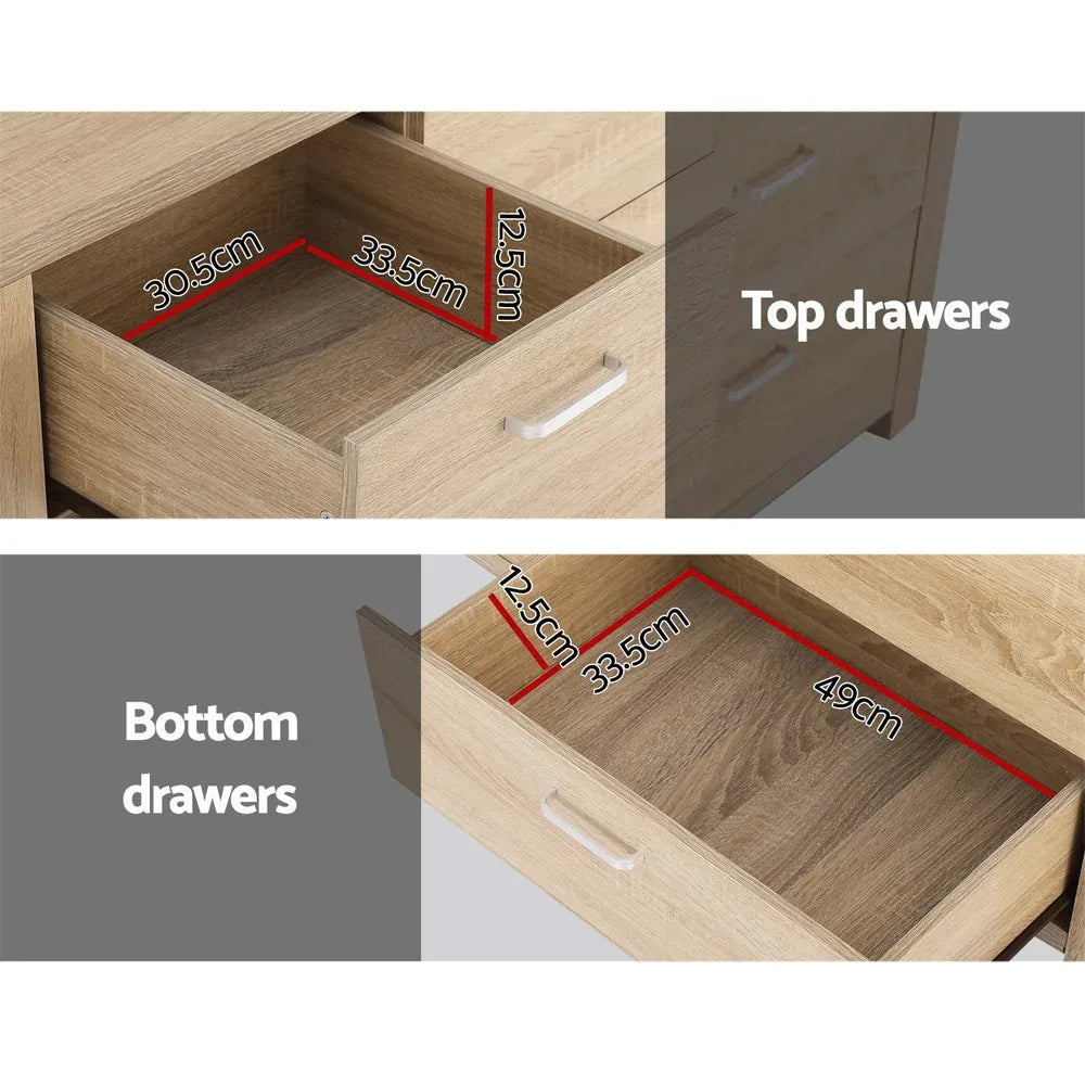 Artiss 7 Chest of Drawers - MAXI Pine - Mekamart Australia