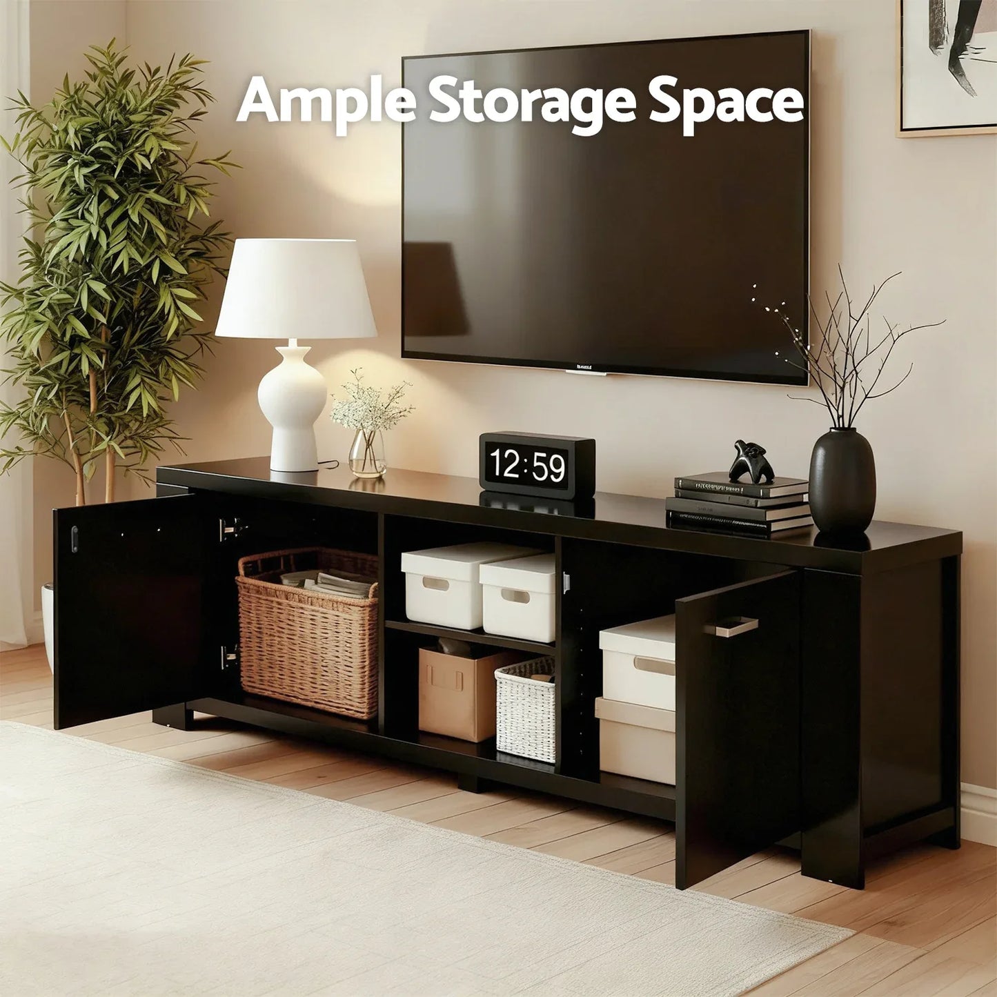 Artiss TV Cabinet Entertainment Unit 160cm Black Maxi - Mekamart Australia