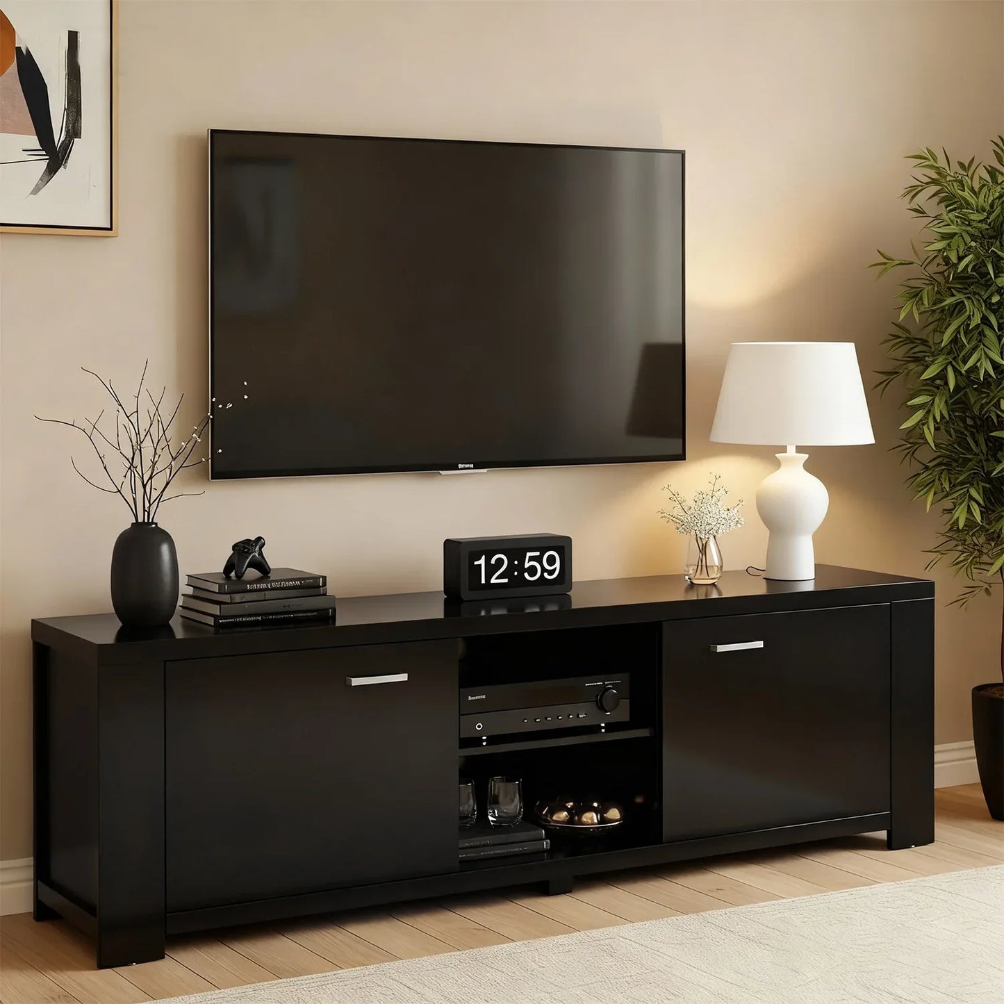 Artiss TV Cabinet Entertainment Unit 160cm Black Maxi - Mekamart Australia