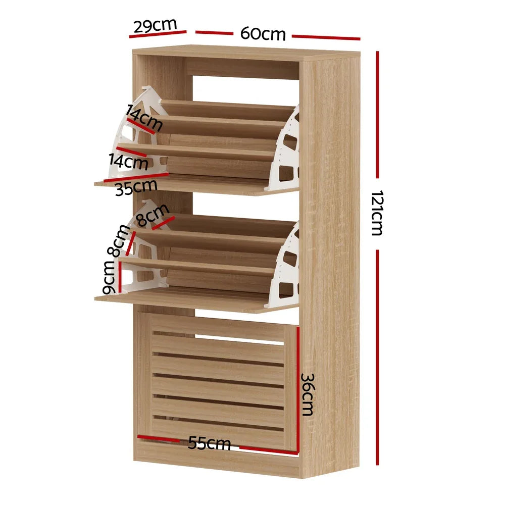 Artiss Shoe Cabinet Storage Drawer 45 Pairs Pine - Mekamart Australia