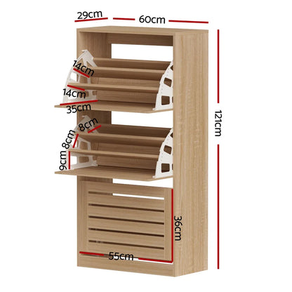 Artiss Shoe Cabinet Storage Drawer 45 Pairs Pine - Mekamart Australia
