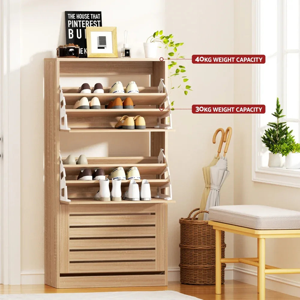 Artiss Shoe Cabinet Storage Drawer 45 Pairs Pine - Mekamart Australia