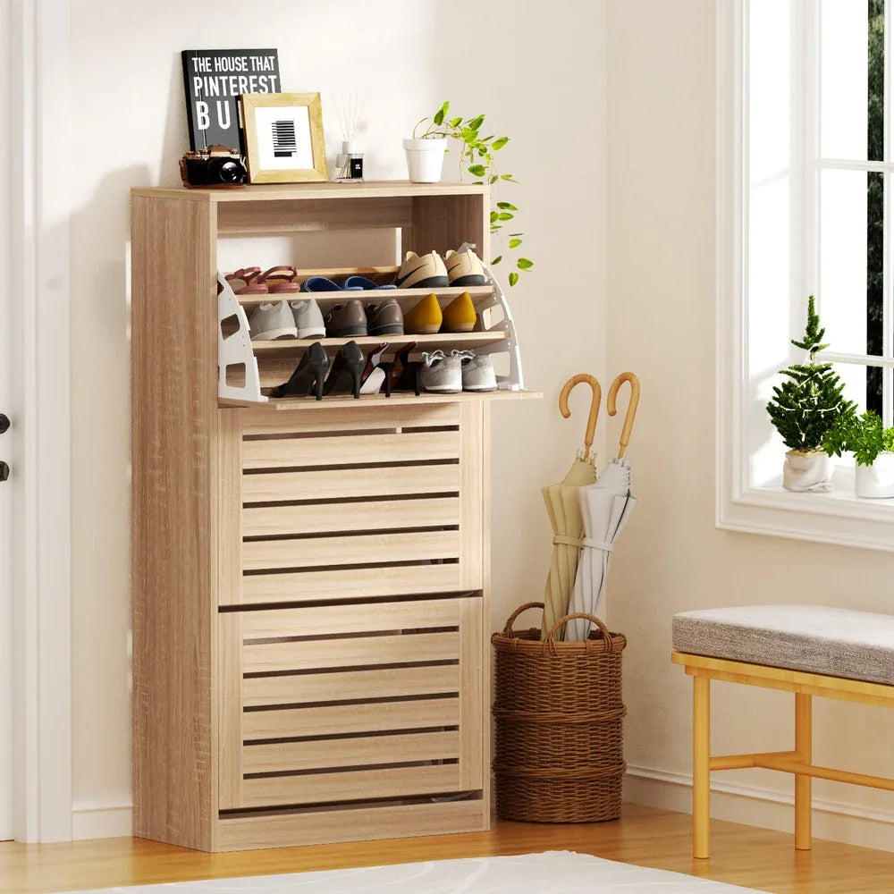 Artiss Shoe Cabinet Storage Drawer 45 Pairs Pine - Mekamart Australia
