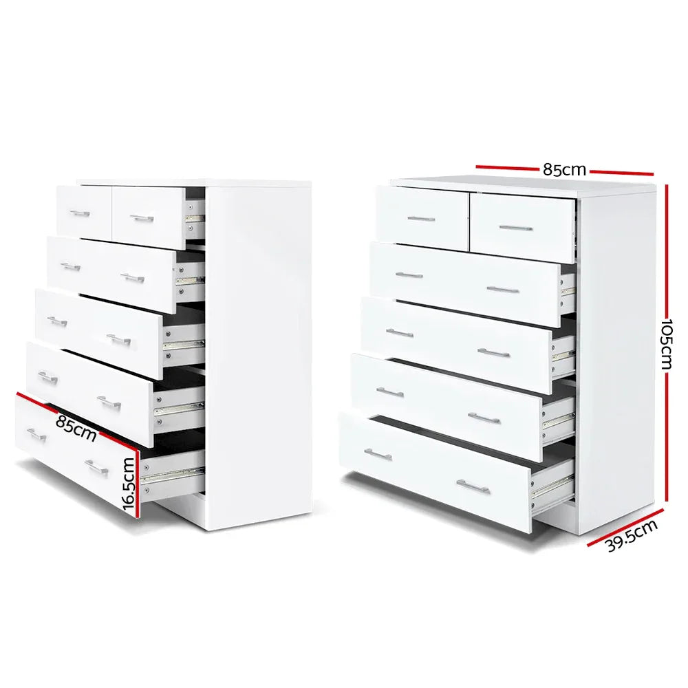 Artiss 6 Chest of Drawers - ANDES White - Mekamart Australia
