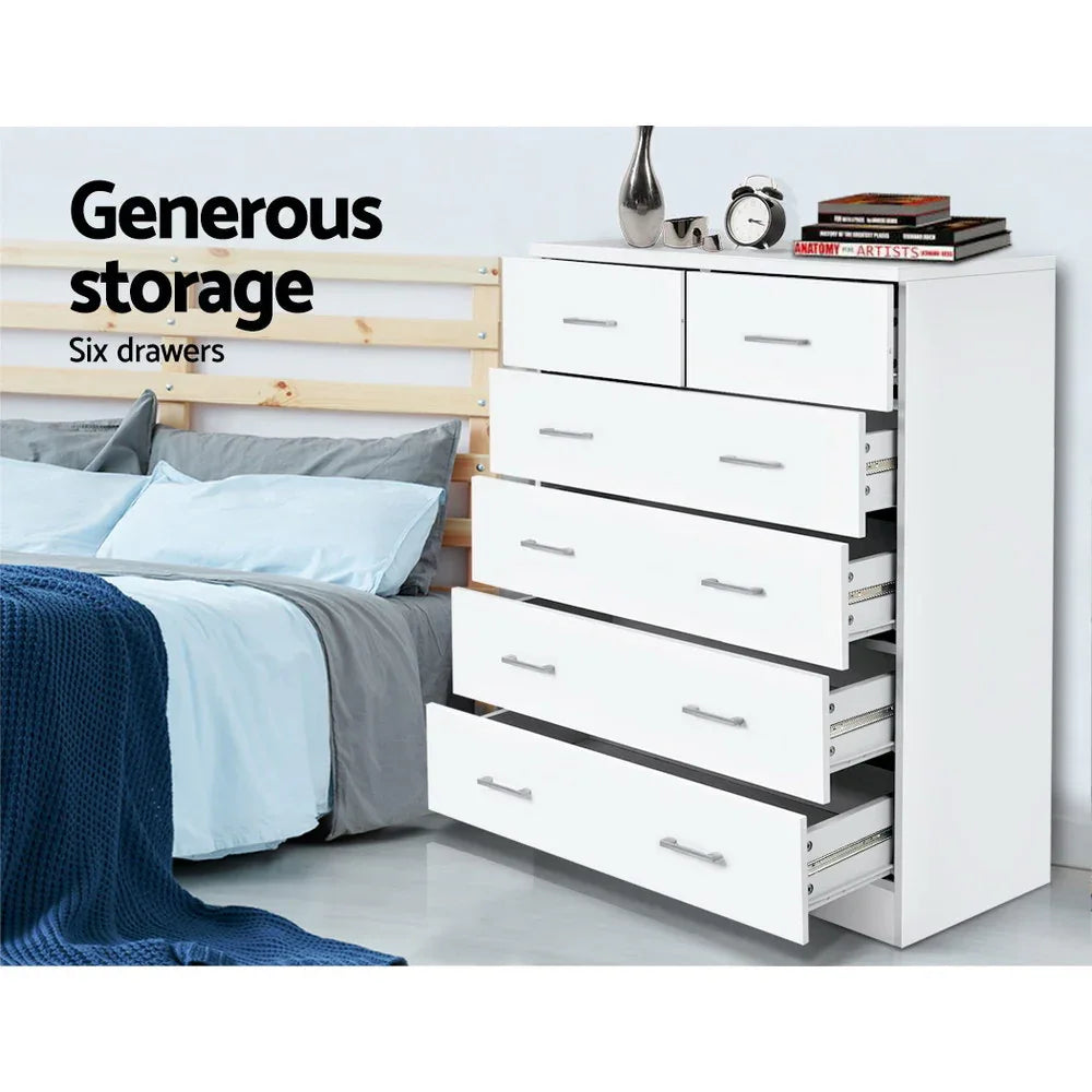 Artiss 6 Chest of Drawers - ANDES White - Mekamart Australia