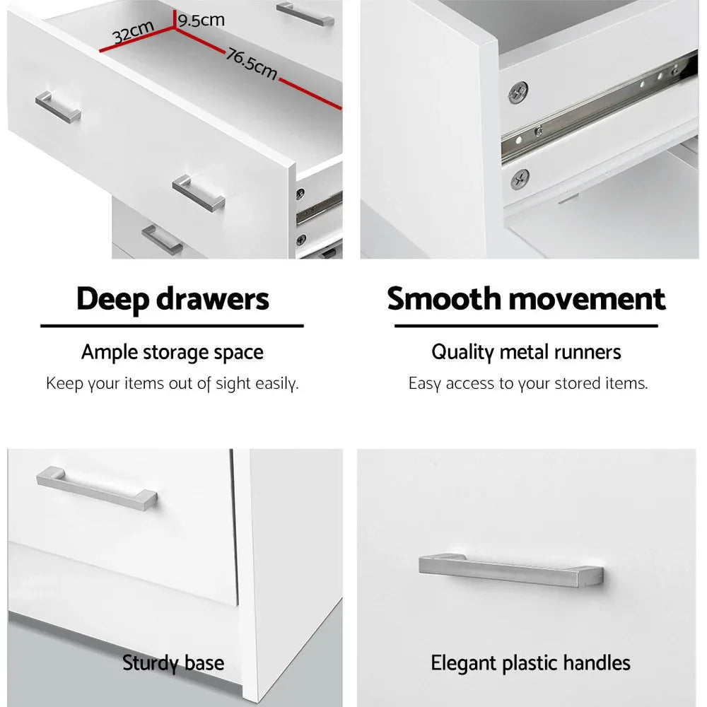 Artiss 6 Chest of Drawers - ANDES White - Mekamart Australia