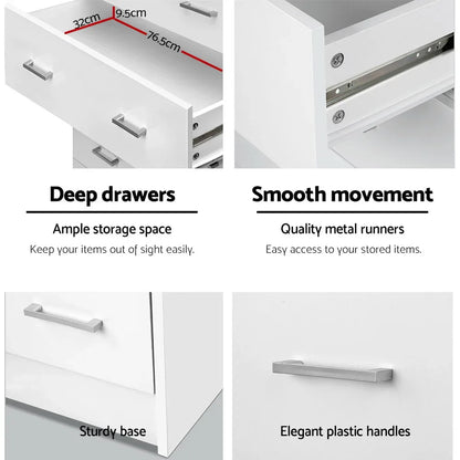 Artiss 6 Chest of Drawers - ANDES White - Mekamart Australia