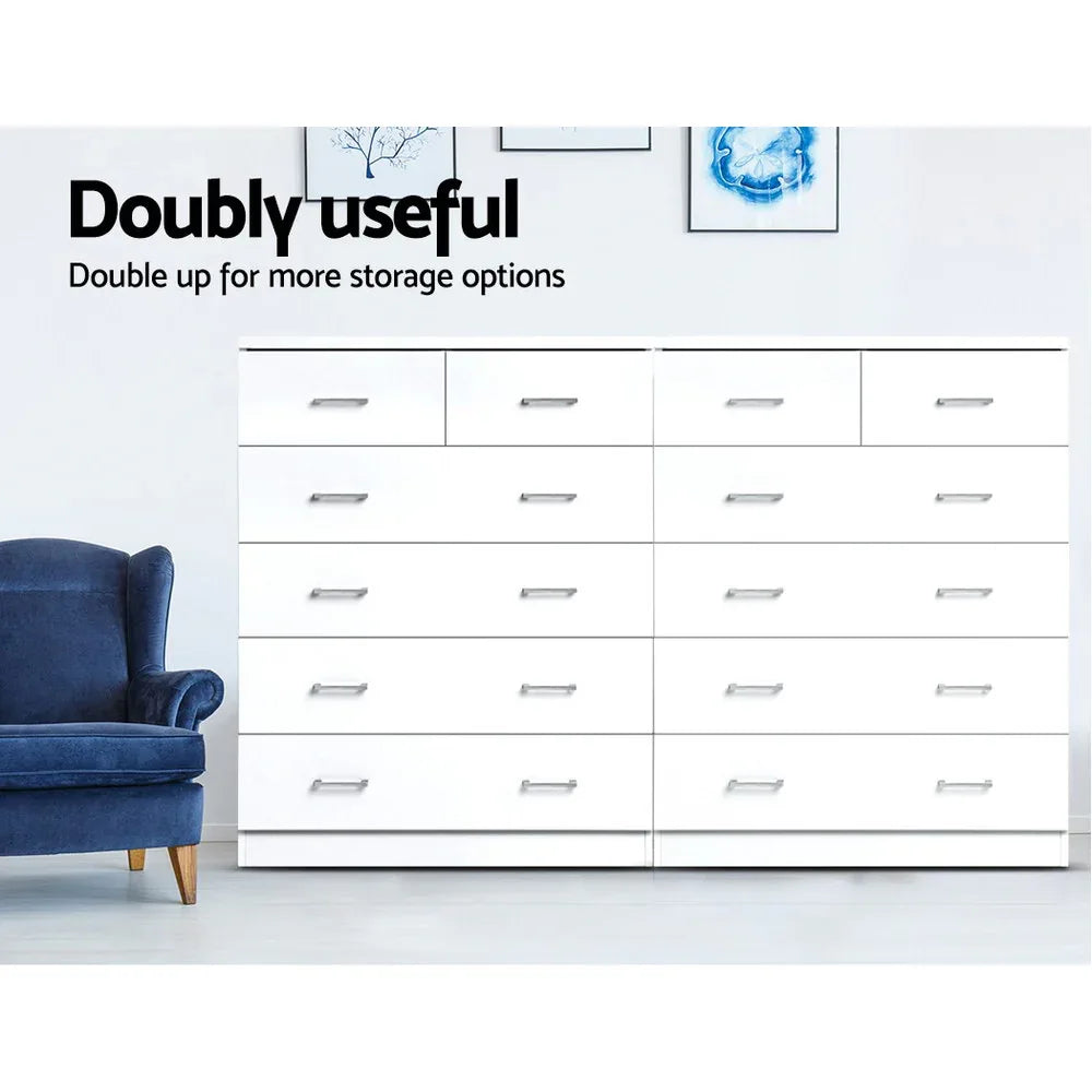 Artiss 6 Chest of Drawers - ANDES White - Mekamart Australia