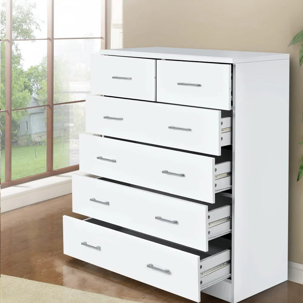 Artiss 6 Chest of Drawers - ANDES White - Mekamart Australia