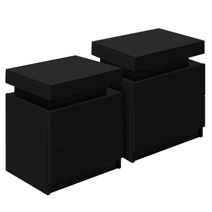 Artiss 2X Bedside Table 2 Drawers Lift-up Storage Black - Mekamart Australia