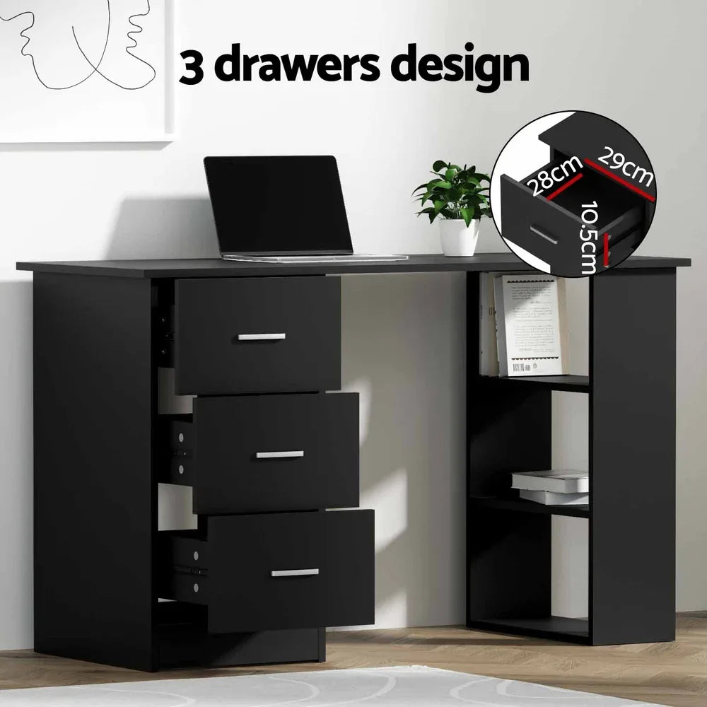 Artiss Computer Desk Drawer Shelf Cabinet Black 120CM - Mekamart Australia