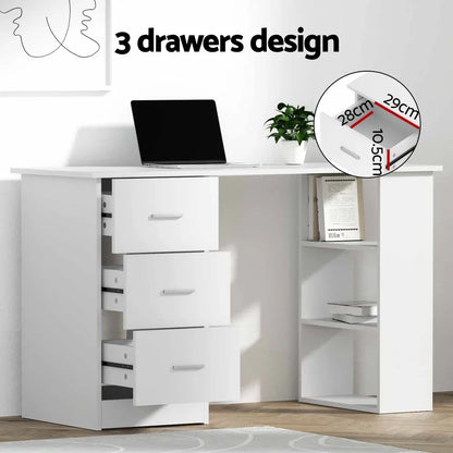 Artiss Computer Desk Drawer Shelf Cabinet White 120CM - Mekamart Australia