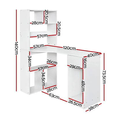 Artiss Computer Desk Bookshelf Drawer Cabinet White 120CM - Mekamart Australia