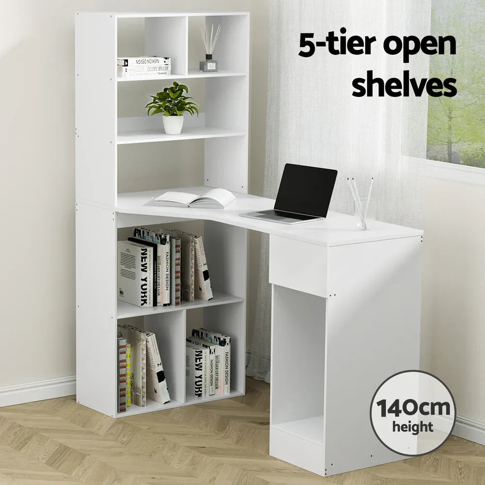 Artiss Computer Desk Bookshelf Drawer Cabinet White 120CM - Mekamart Australia