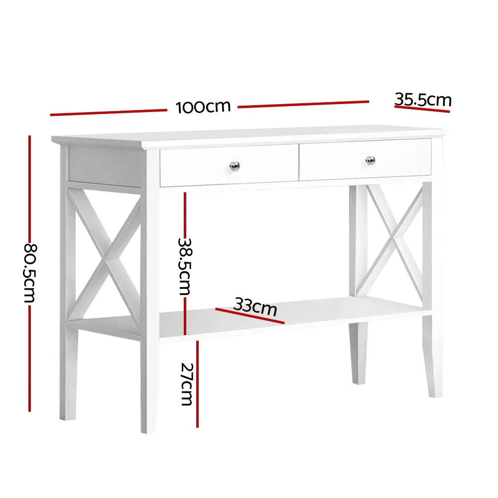 Artiss Console Table 2 Drawers 100CM White Chole - Mekamart Australia