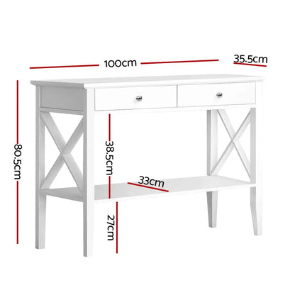 Artiss Console Table 2 Drawers 100CM White Chole - Mekamart Australia