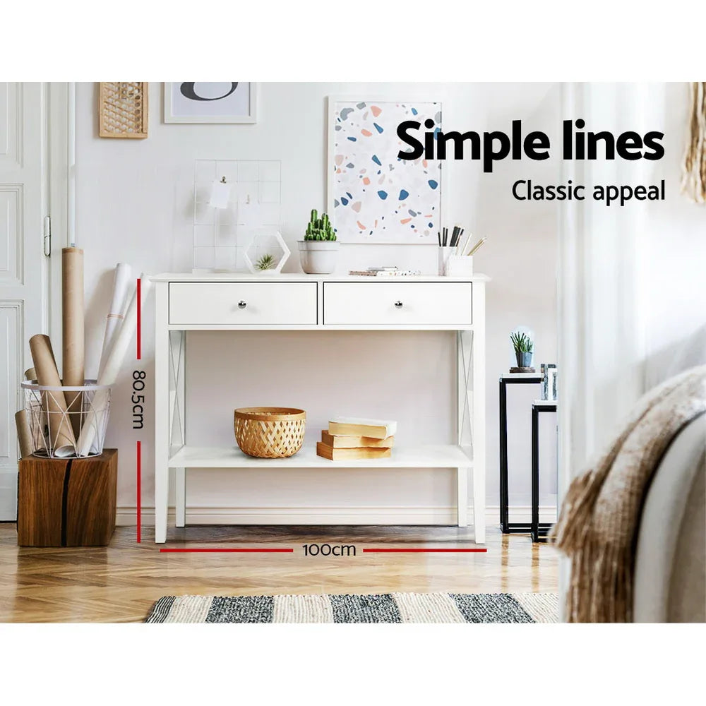 Artiss Console Table 2 Drawers 100CM White Chole - Mekamart Australia