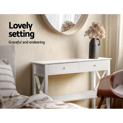 Artiss Console Table 2 Drawers 100CM White Chole - Mekamart Australia