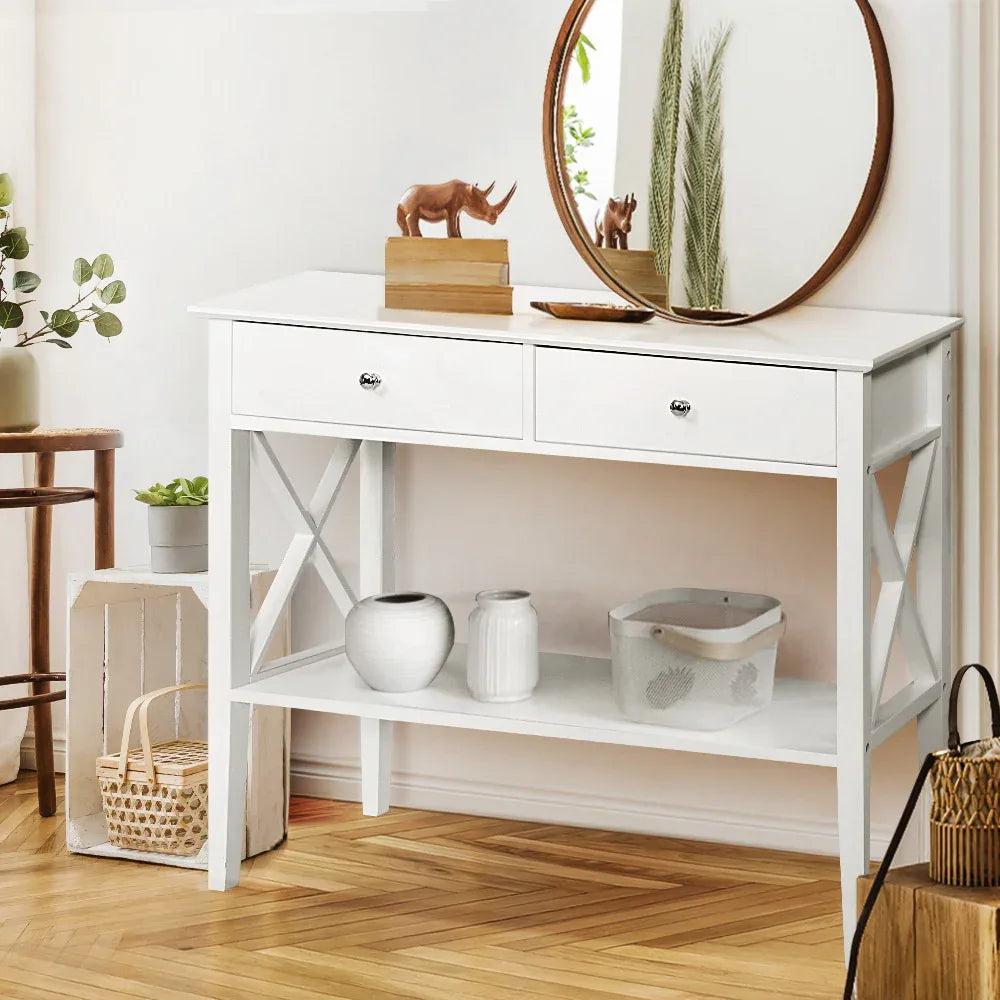 Artiss Console Table 2 Drawers 100CM White Chole - Mekamart Australia
