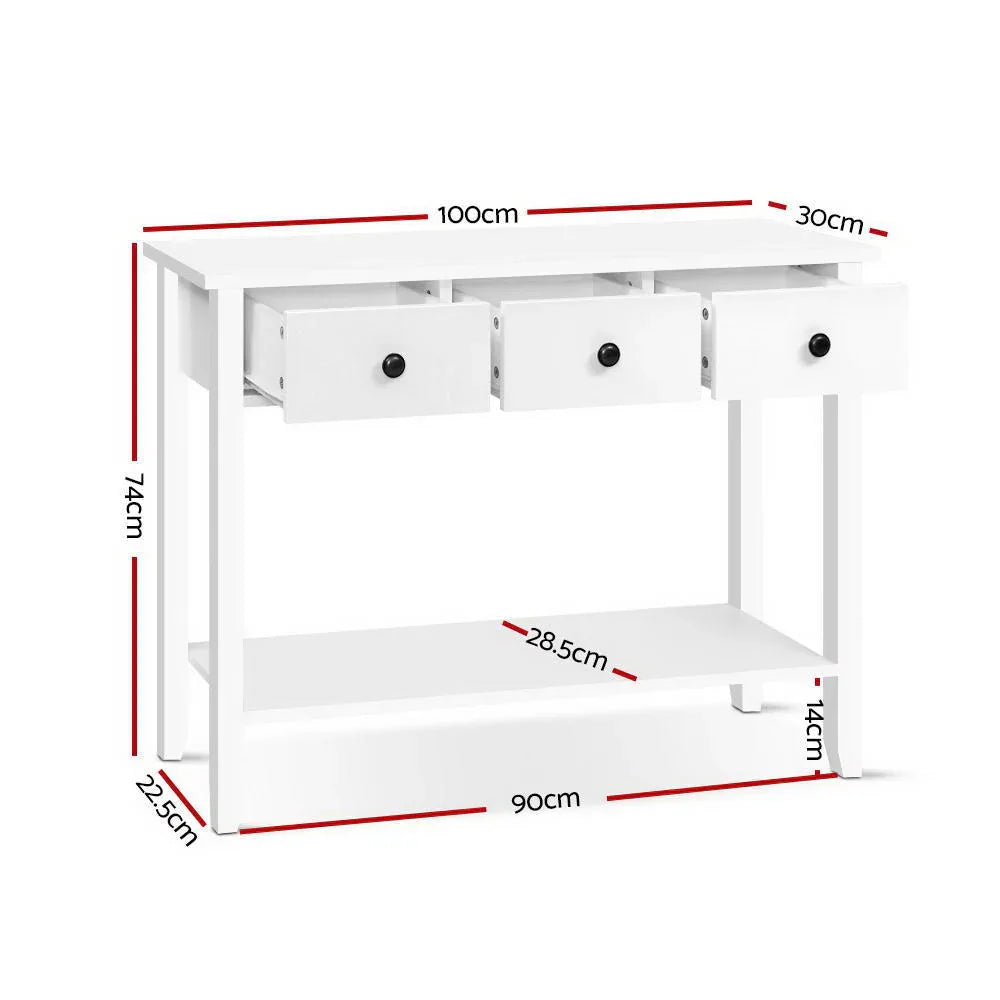 Artiss Console Table 3 Drawers 100CM White Chole - Mekamart Australia