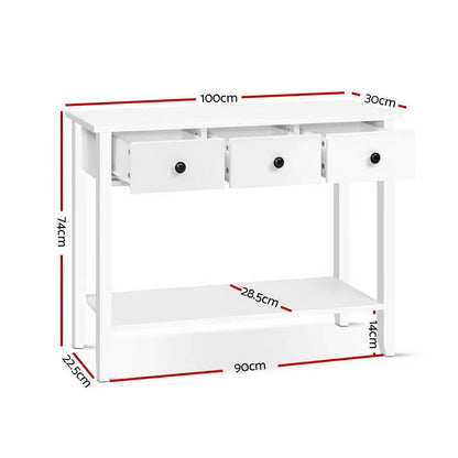 Artiss Console Table 3 Drawers 100CM White Chole - Mekamart Australia