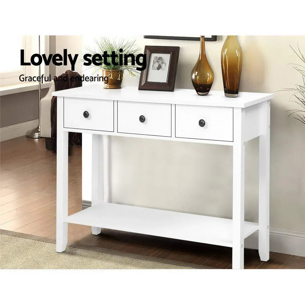 Artiss Console Table 3 Drawers 100CM White Chole - Mekamart Australia