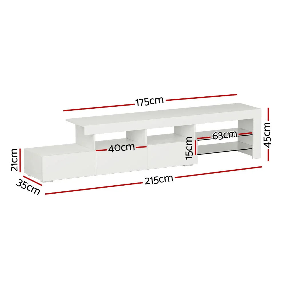 Artiss Entertainment Unit TV Cabinet LED 215cm White Caya - Mekamart Australia