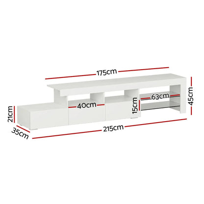 Artiss Entertainment Unit TV Cabinet LED 215cm White Caya - Mekamart Australia
