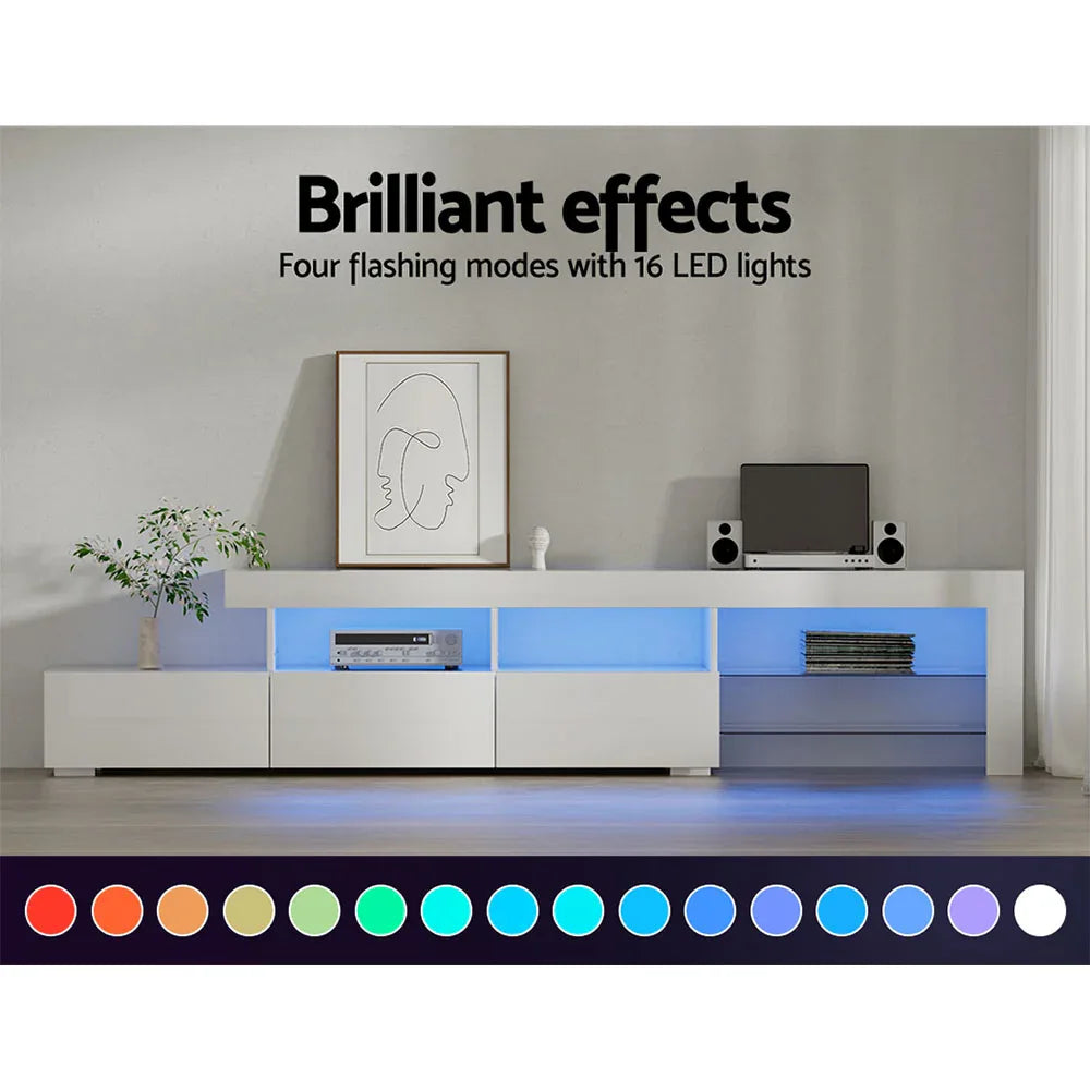 Artiss Entertainment Unit TV Cabinet LED 215cm White Caya - Mekamart Australia