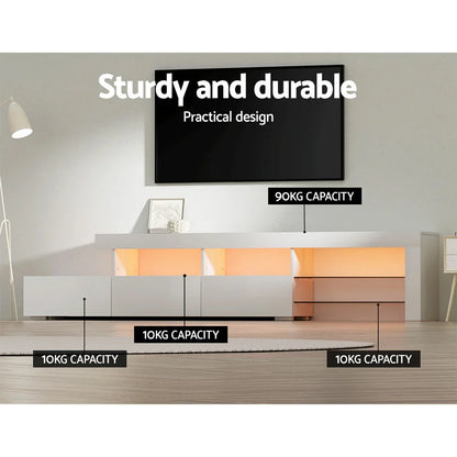 Artiss Entertainment Unit TV Cabinet LED 215cm White Caya - Mekamart Australia