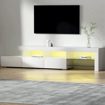 Artiss Entertainment Unit TV Cabinet LED 215cm White Caya - Mekamart Australia