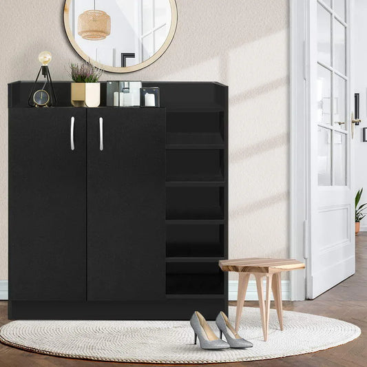 Artiss Shoe Rack Cabinet 21 Pairs Adjustable Shelves Black Clair - Mekamart Australia