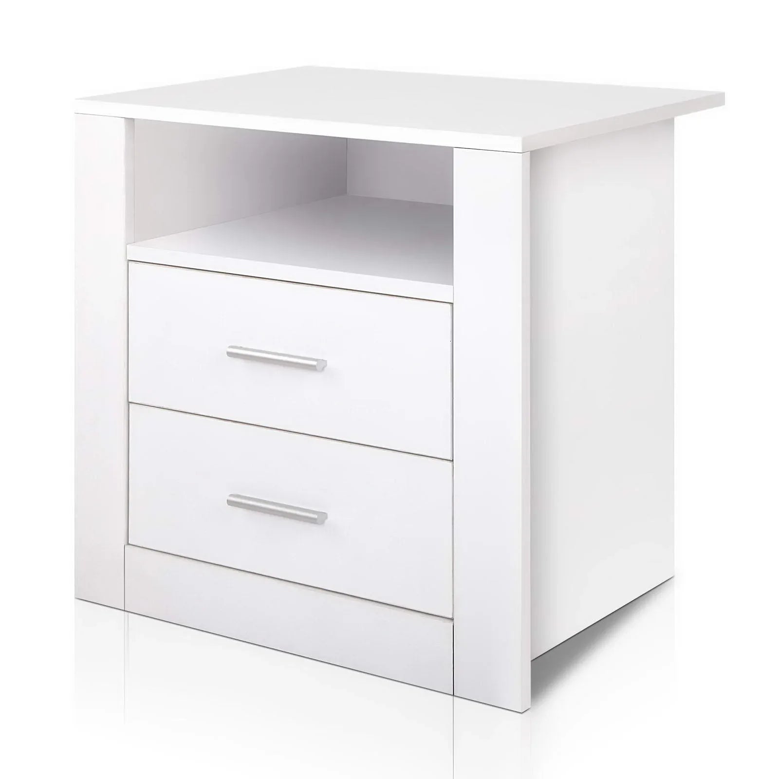 Artiss Bedside Table 2 Drawers with Shelf - TARA White - Mekamart Australia