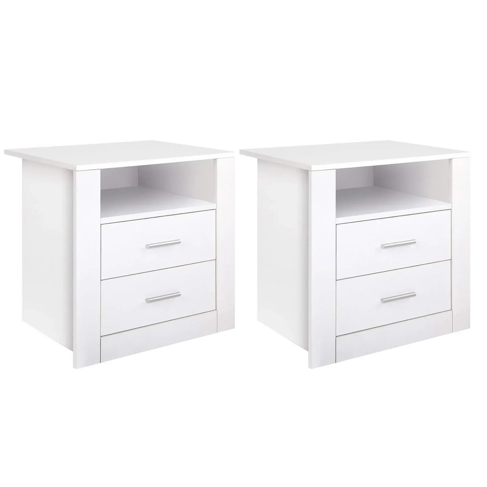 Artiss 2 X Bedside Table 2 Drawers with Shelf - TARA White - Mekamart Australia