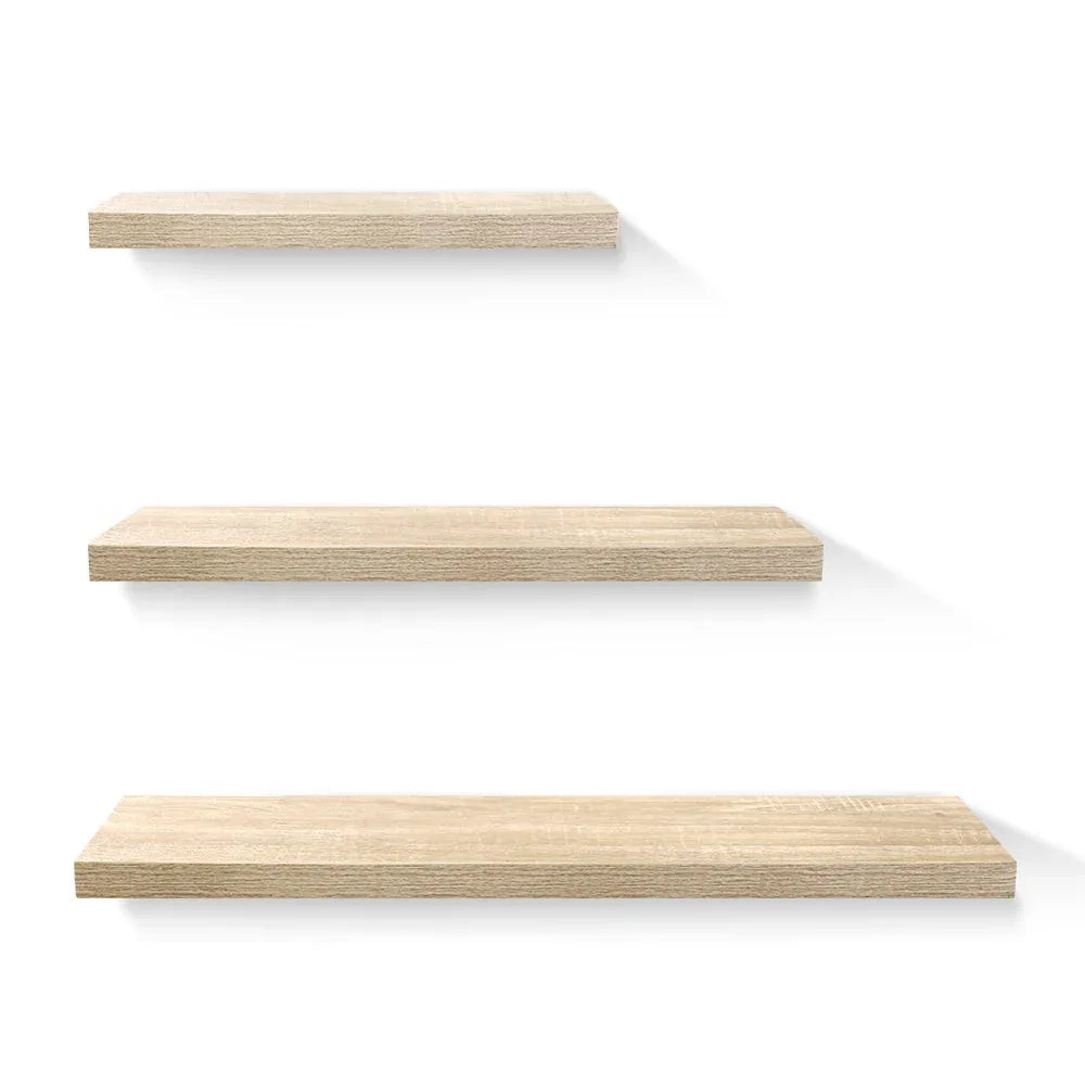 Artiss Floating Wall Shelf Set of 3 Oak - Mekamart Australia