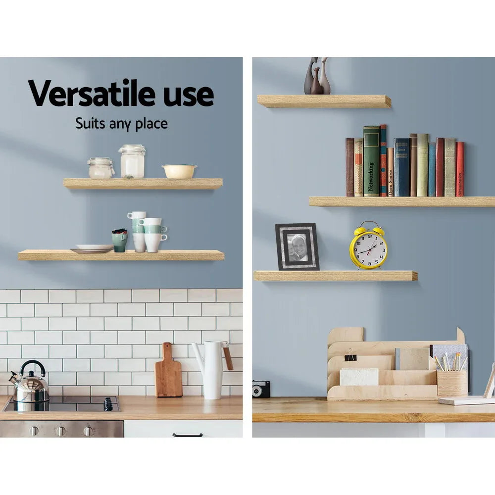 Artiss Floating Wall Shelf Set of 3 Oak - Mekamart Australia