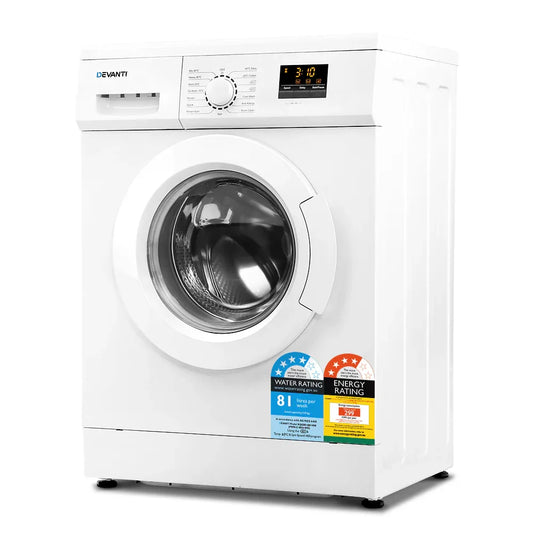Devanti 8kg Front Load Washing Machine Quick Wash 24h Delay Start Automatic - Mekamart Australia