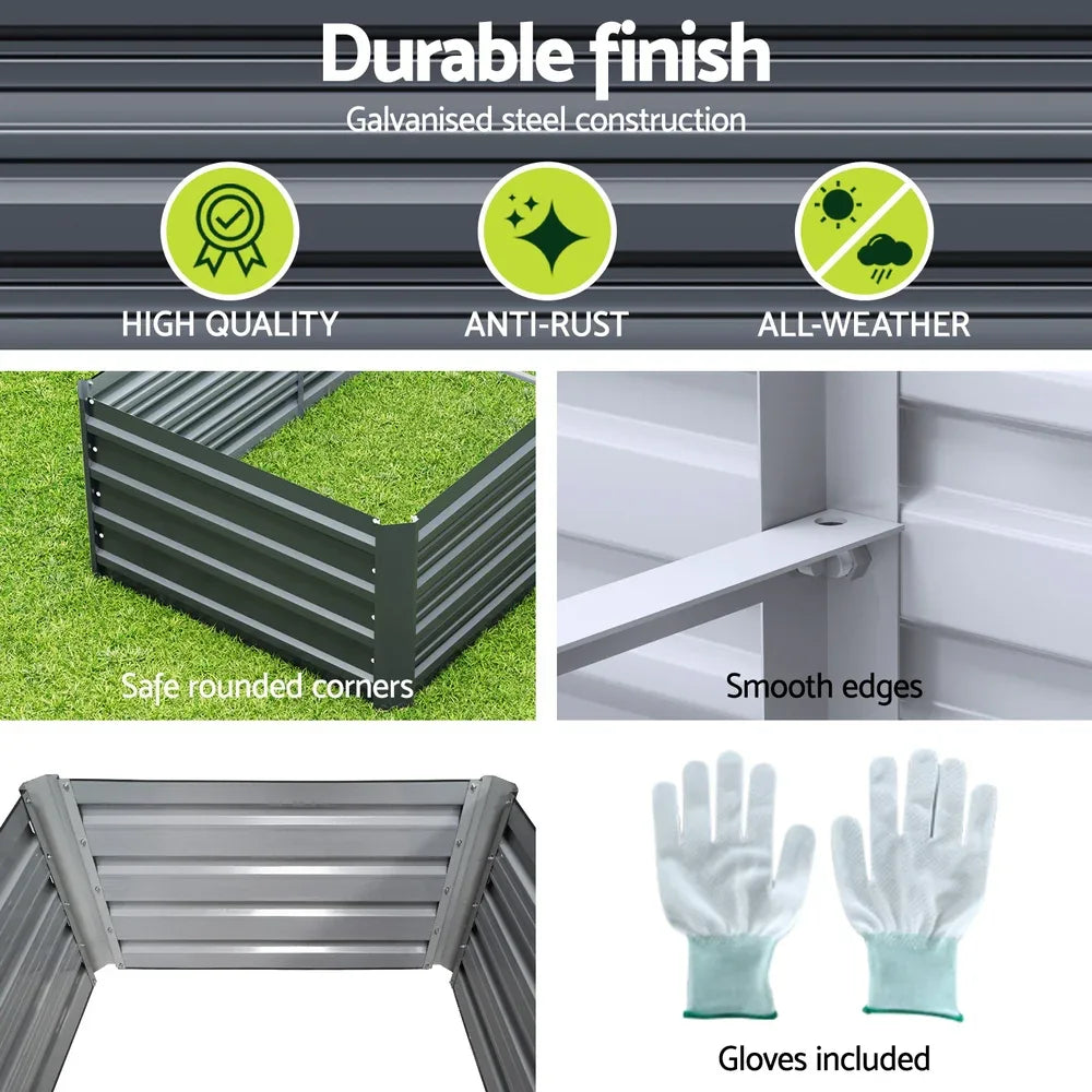 Green Fingers Garden Bed 320X80X45cm Planter Box Raised Container Galvanised Herb - Mekamart Australia