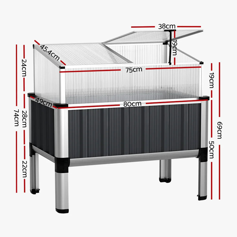 Green Fingers Garden Bed 80x49x74cm Greenhouse Planter Box Raised Galvanised Herb - Mekamart Australia