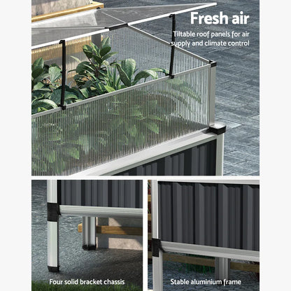 Green Fingers Garden Bed 80x49x74cm Greenhouse Planter Box Raised Galvanised Herb - Mekamart Australia