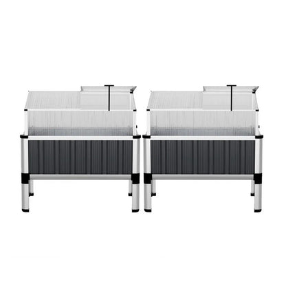 Green Fingers Raised Garden Bed x2 80x49x74cm Greenhouse Planter Box Galvanised Herb - Mekamart Australia